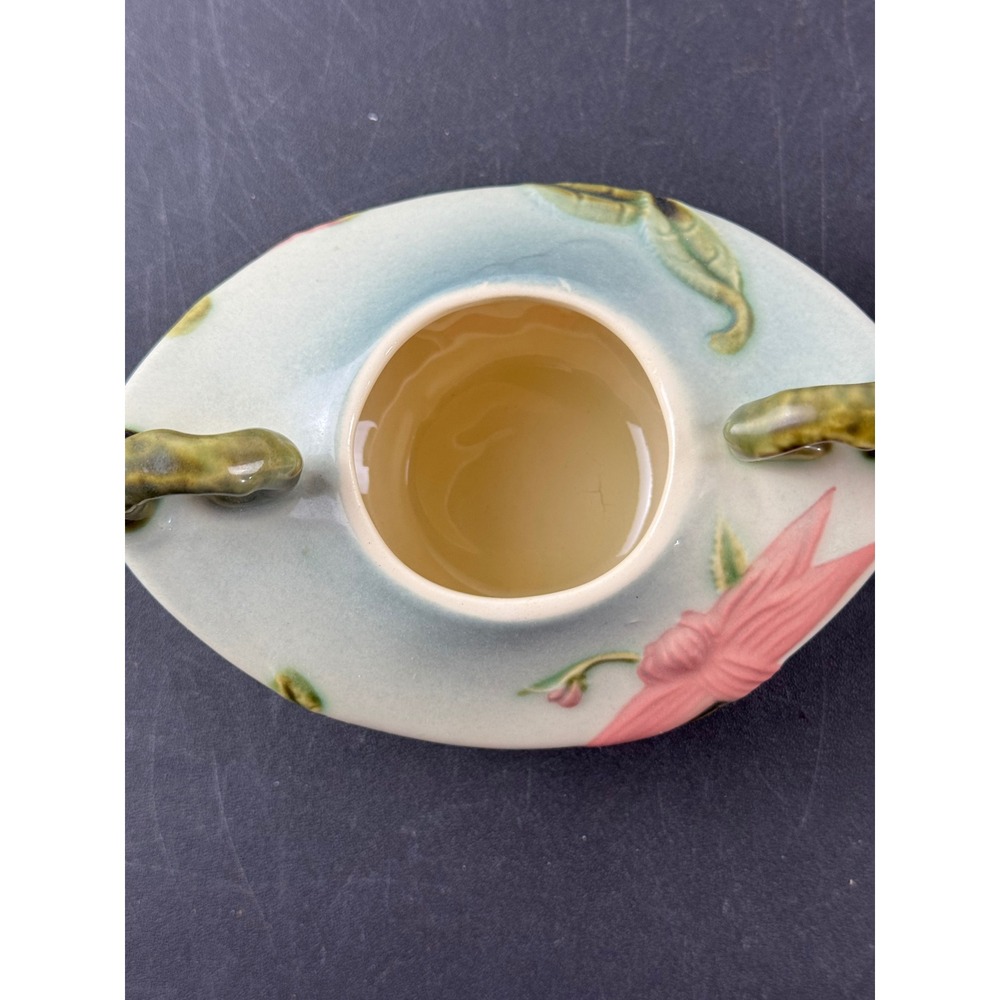 Hull Pottery Wildflower Sugar Bowl and Creamer Set W27 W28 Pink Green Vintage - Picture 12 of 14